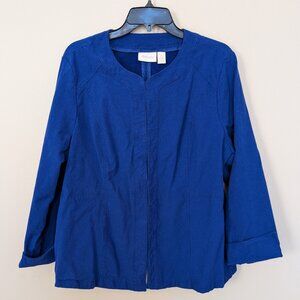 Chico's cobalt blue blazer size 3 Large EUC hook & eye closure